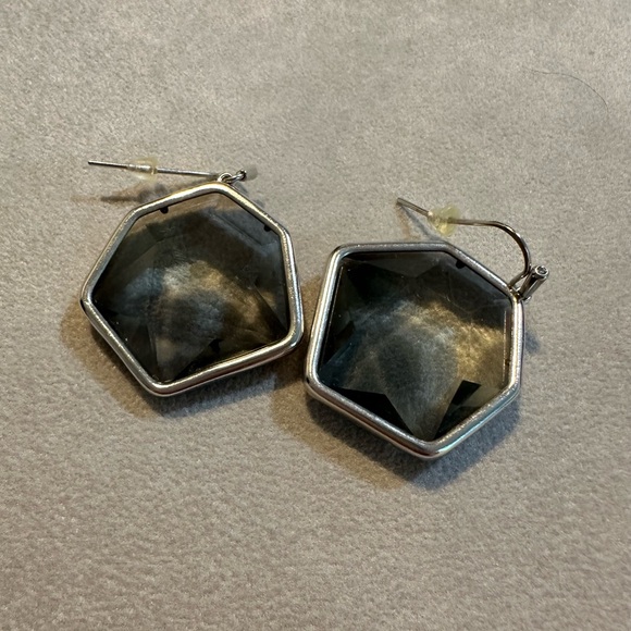 Hexagonal Silver Kendra Scott Earrings - Picture 2 of 3